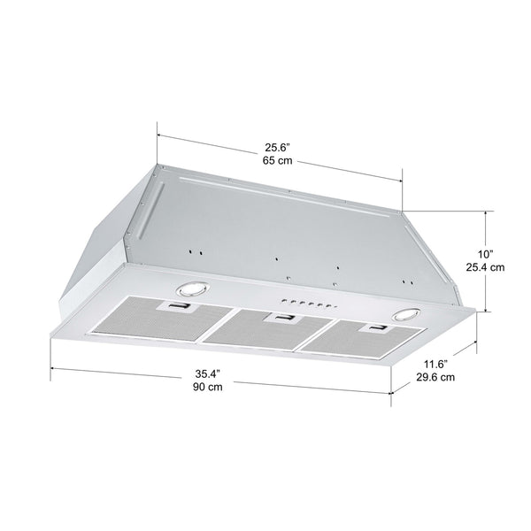 36 in. Ducted Stainless Steel Undercabinet Range Hood Insert with Night Light Feature