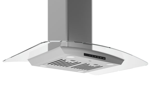 Noturna IG 36 in. Island Glass Range Hood in Stainless Steel with Night Light Feature