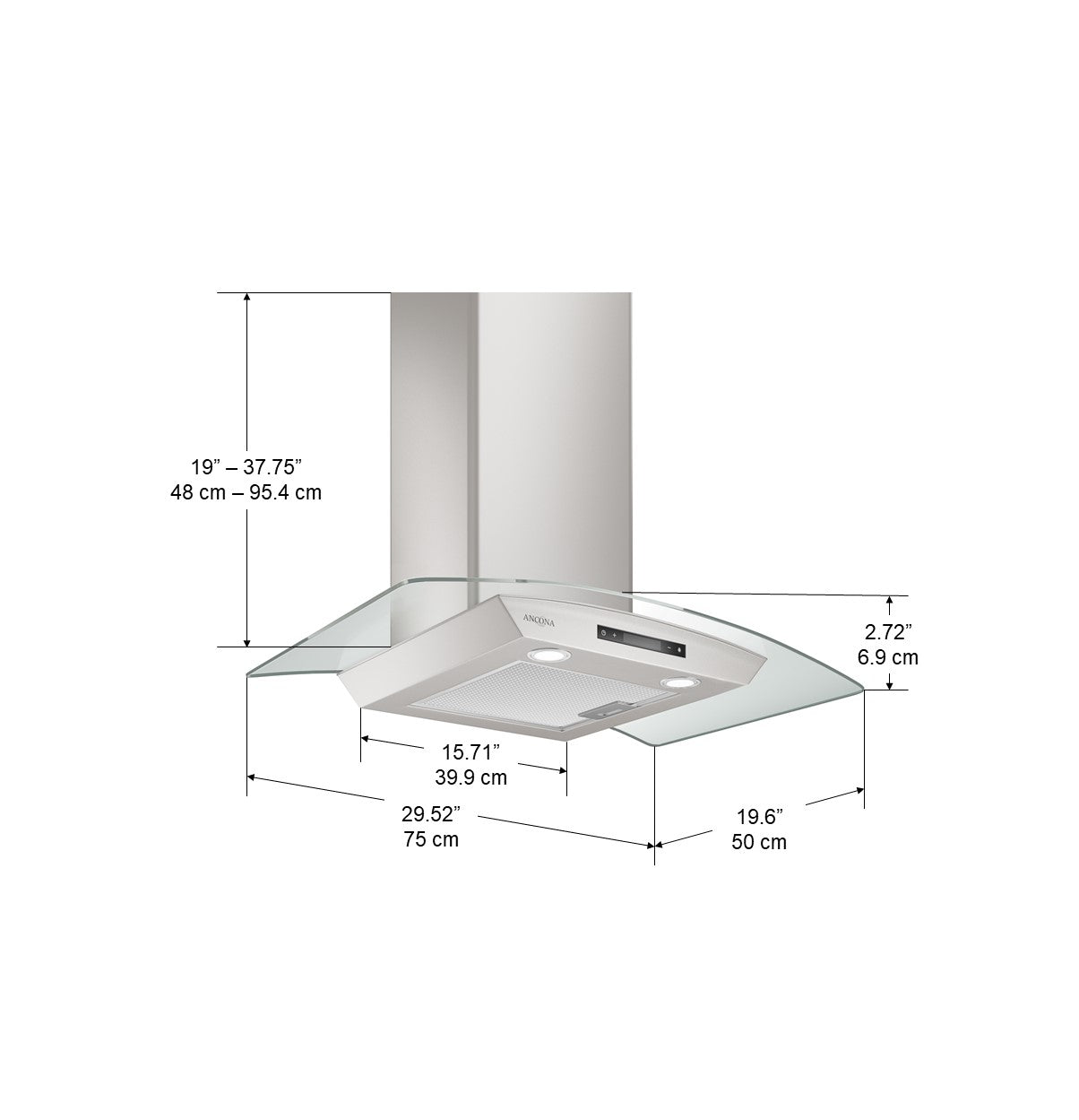 GCD430 30 in. Convertible Glass Canopy 400 CFM Ducted Wall Mount Range Hood