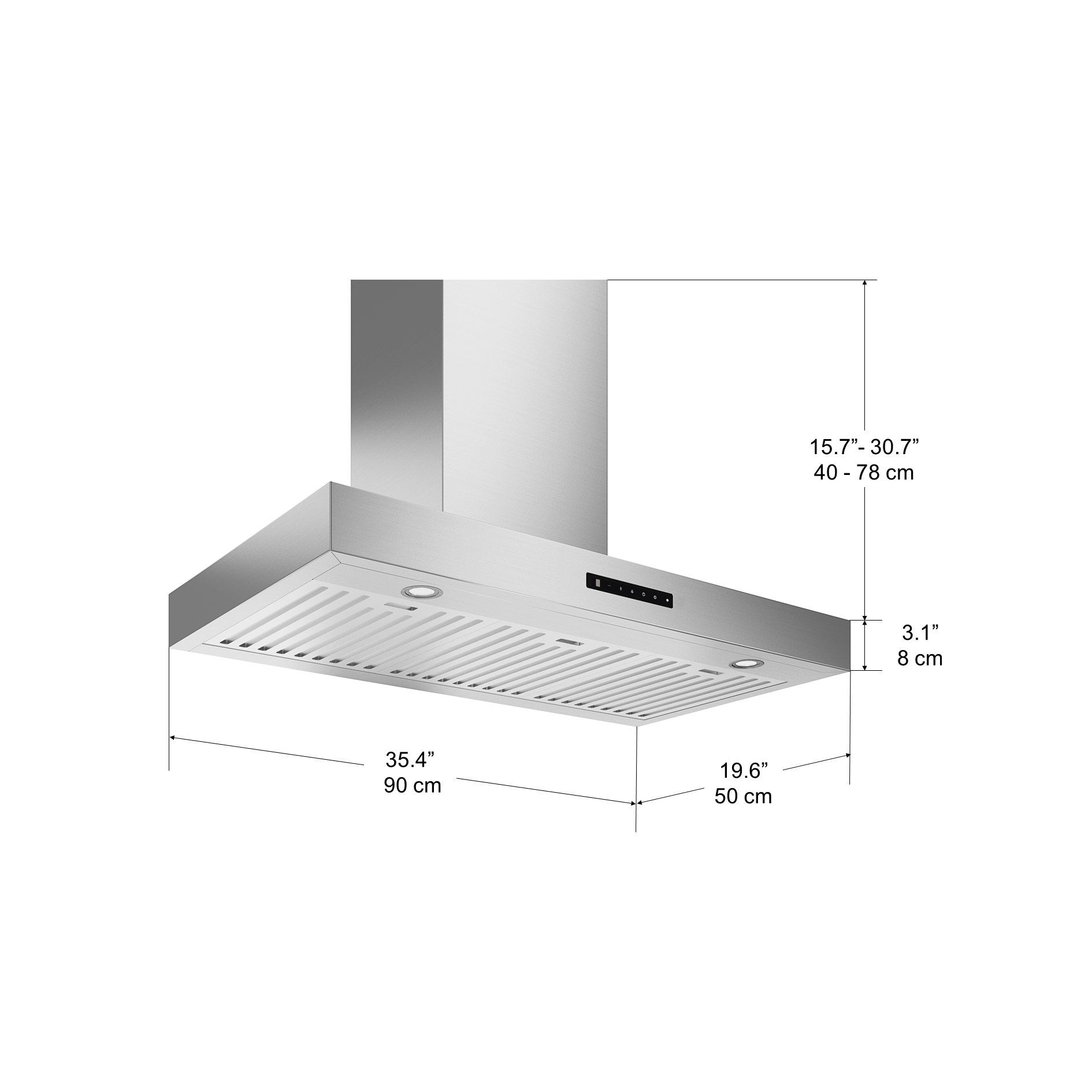 Moderna 36 in. Wall Mount Range Hood in Stainless Steel with Night Light Feature