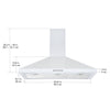36 in. Convertible Wall-Mounted Pyramid Range Hood in White