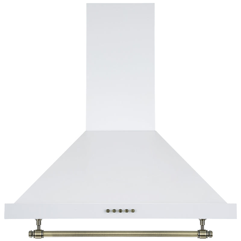 Ancona hotte de cuisinière pyramidale à fixation murale convertible en acier blanc style vintage - de 24 po