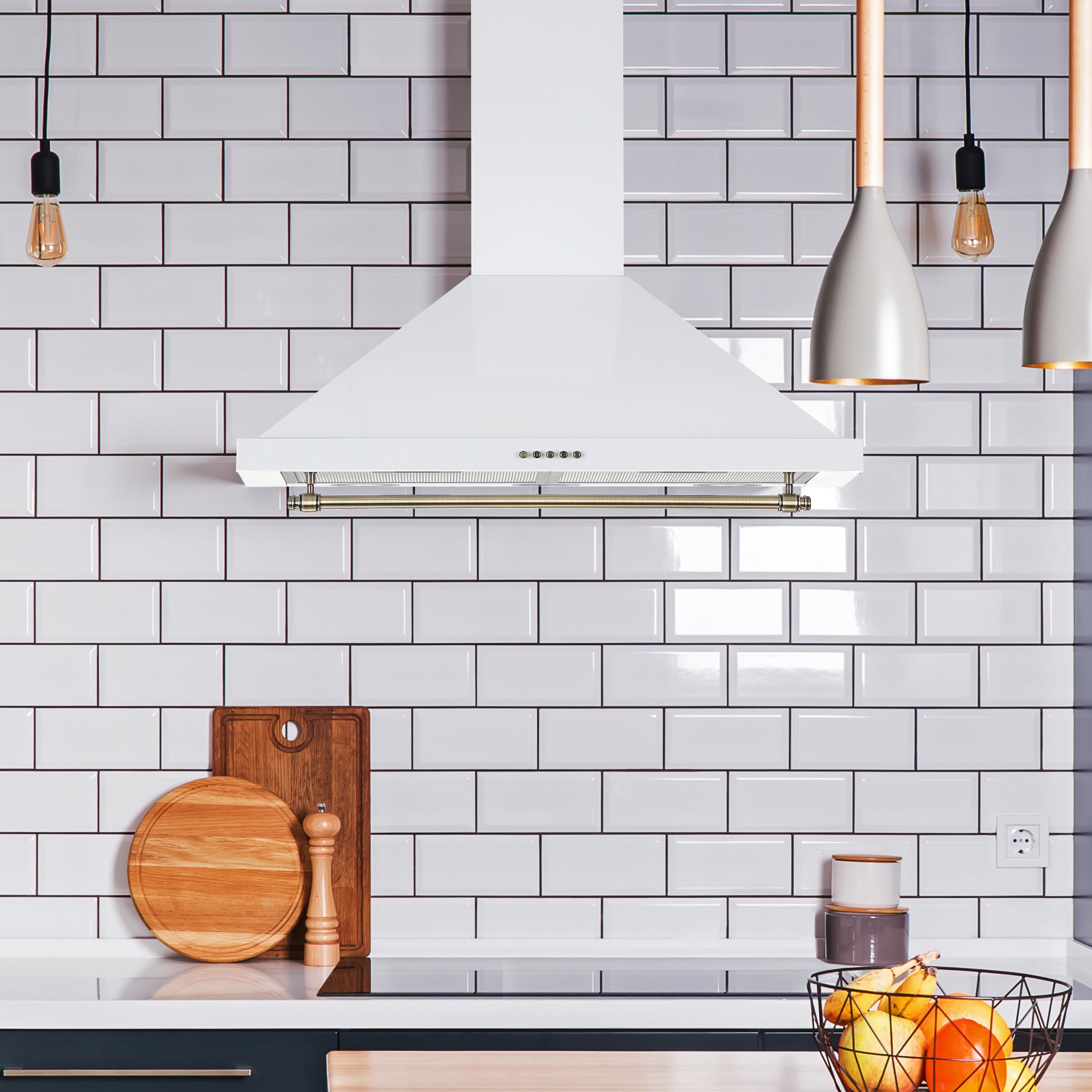 Ancona Vintage Style 30 in. Convertible Wall Pyramid Range Hood in White