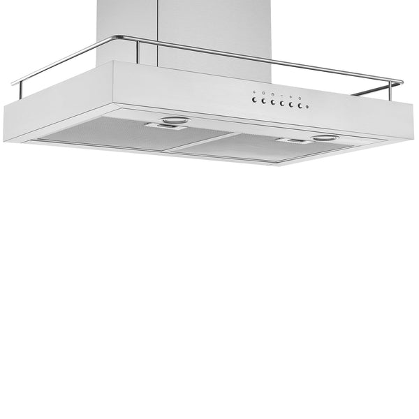 Ancona 30” 450 CFM Convertible Wall Mount Range Hood with Auto Night Light and Built-in shelf in Stainless Steel