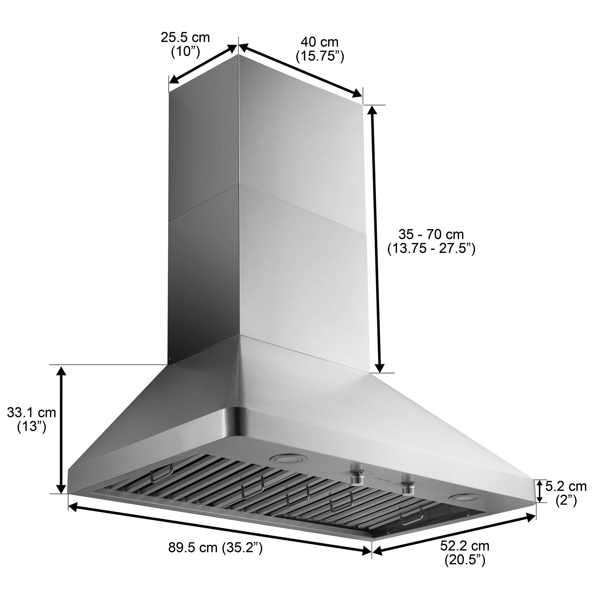 Ancona 36 in. Pro Series 1000CFM Pro Style Ducted Wall Mount Range Hood in Stainless Steel