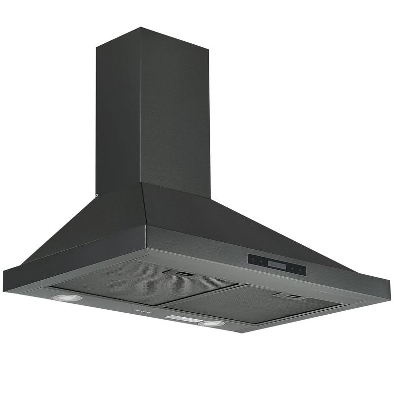 Ancona 30 in. Convertible Wall Mount Pyramid Range Hood in Black Stainless Steel