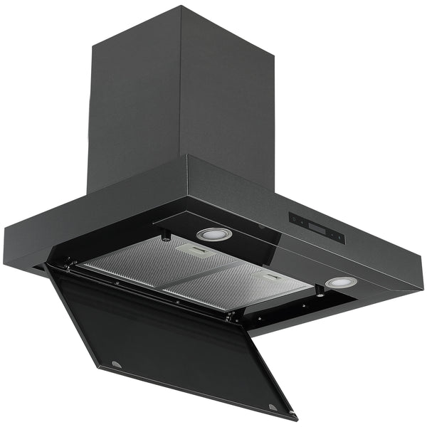 Ancona 30 in. Convertible Wall Mount Rectangular Style Range Hood in Black Stainless Steel