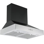 Ancona Pro 30” 600 CFM Wall Mount Pyramid Range Hood in Black and Stainless Steel