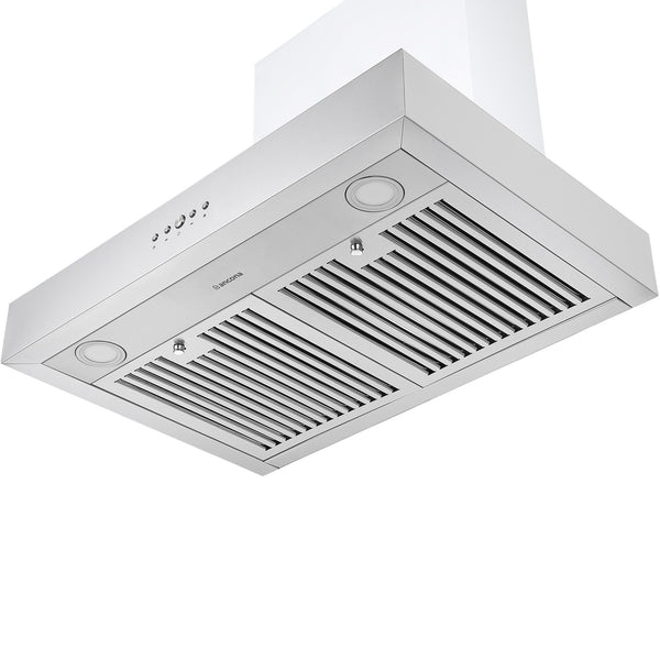 Ancona Pro 30” 600 CFM Wall Mount Pyramid Range Hood in White and Stainless Steel