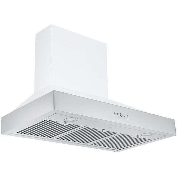 Ancona Pro 36” 600 CFM Wall Mount Pyramid Range Hood in White and Stainless Steel