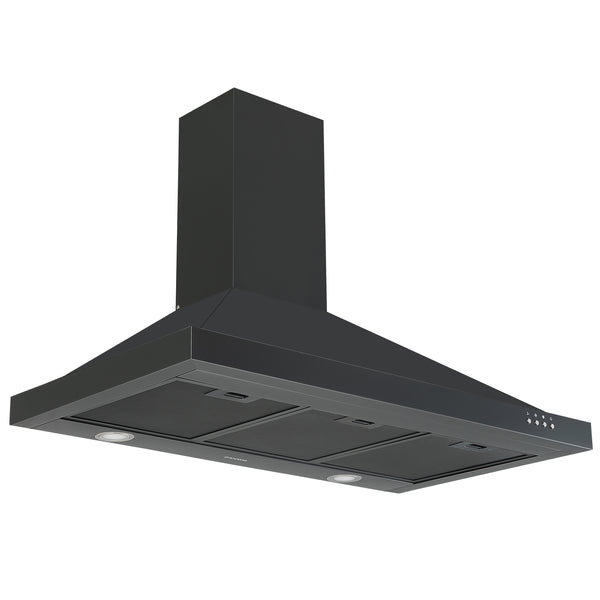 SNDOAS 36-inch Wall Mount Range Hood – 450 CFM Convertible Vent, Black Painted, LED, 3-Speed