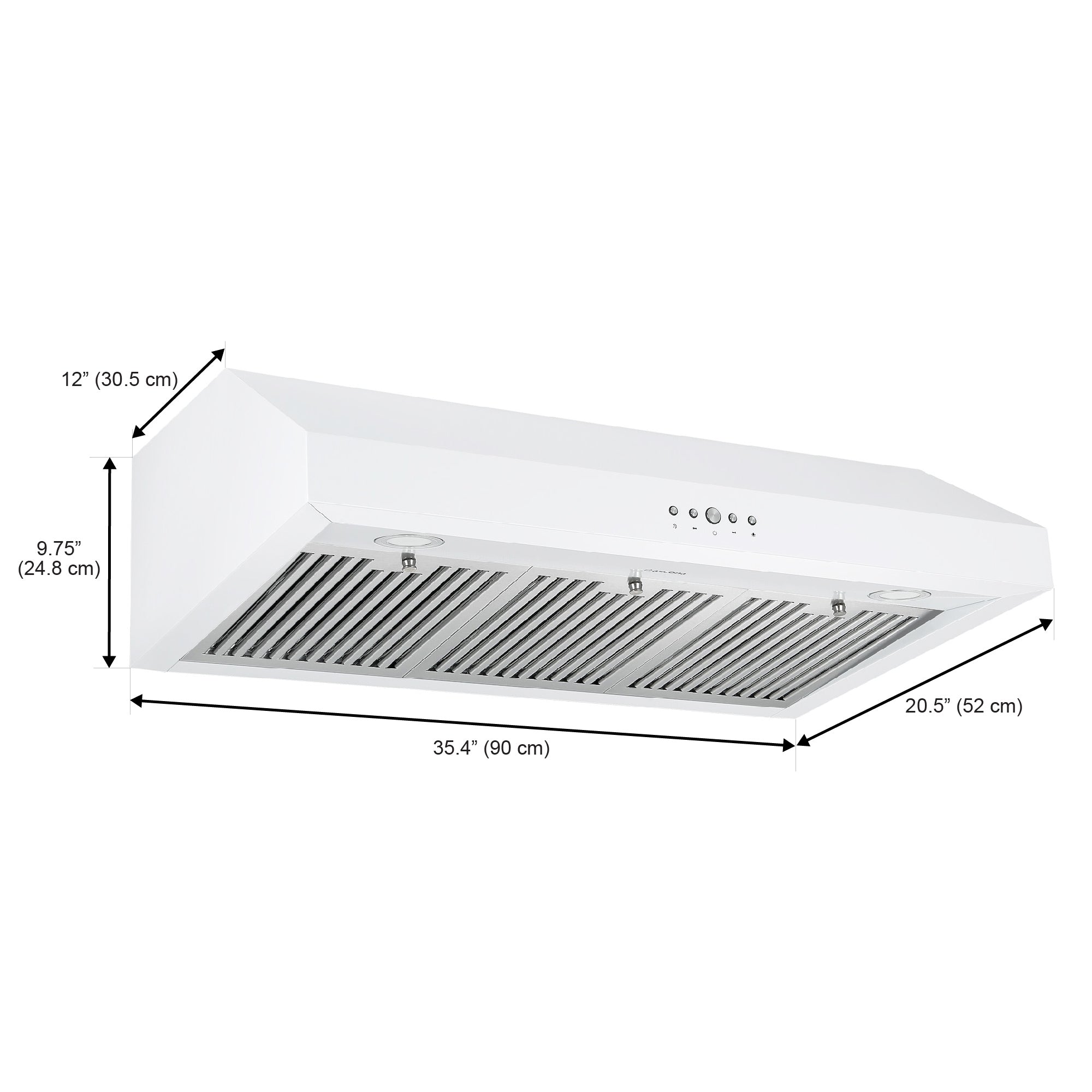 Ancona 36” 440 CFM Ducted Under Cabinet Range Hood in White