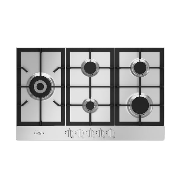 Ancona 34" Gas Cooktop in Stainless Steel with 5 Burners including Cast Iron Griddle