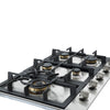 Ancona 30" Stainless Steel Recessed Gas Cooktop with 5 Brass Burners and Cast Iron Pan/Wok Supports