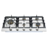 Ancona 34" Stainless Steel Recessed Gas Cooktop with 5 Brass Burners and Cast Iron Pan/Wok Supports