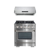Ancona 2-piece Kitchen Appliance Package with 30" Gas Range and 650 CFM Undercabinet Range Hood with Auto Night Light