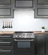 Ancona 2-piece Kitchen Appliance Package with 30” 4-burner Dual Fuel Range with Black Door and 600 CFM Built-In Range Hood