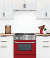Ancona 2-piece Kitchen Appliance Package with 30” Dual Fuel Range with Matte Red Door and 600 CFM Built-In Range Hood