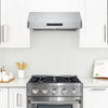 Ancona 2-piece Kitchen Appliance Package with 30” Dual Fuel Range and 650 CFM Under Cabinet Range Hood with Night Light