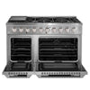Ancona 2-piece Kitchen Package with 48" 8-burner with Removable Griddle Dual Fuel Range and 600 CFM Built-In Range Hood