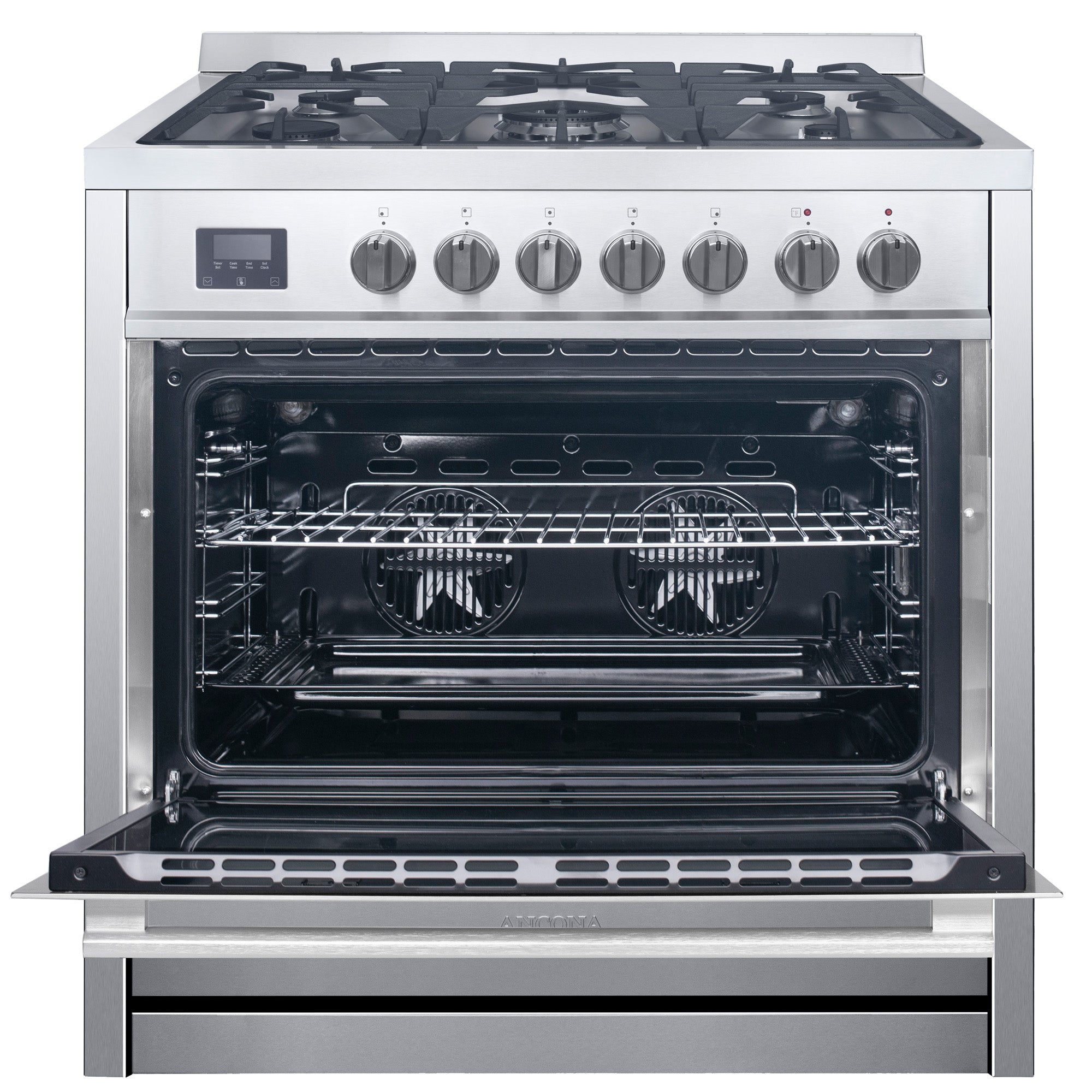 Ancona 36” 3.8 cu. ft. Dual Fuel Range with 5 burners and True European Convection Oven in Stainless Steel