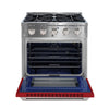 Ancona 30” 4.2 cu. ft. Gas Range with 4 Burners and Convection Oven in Stainless Steel with Red Door