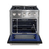 Ancona 30” 4.2 cu. ft. Gas Range with 4 Burners and Convection Oven in Stainless Steel with Black Door
