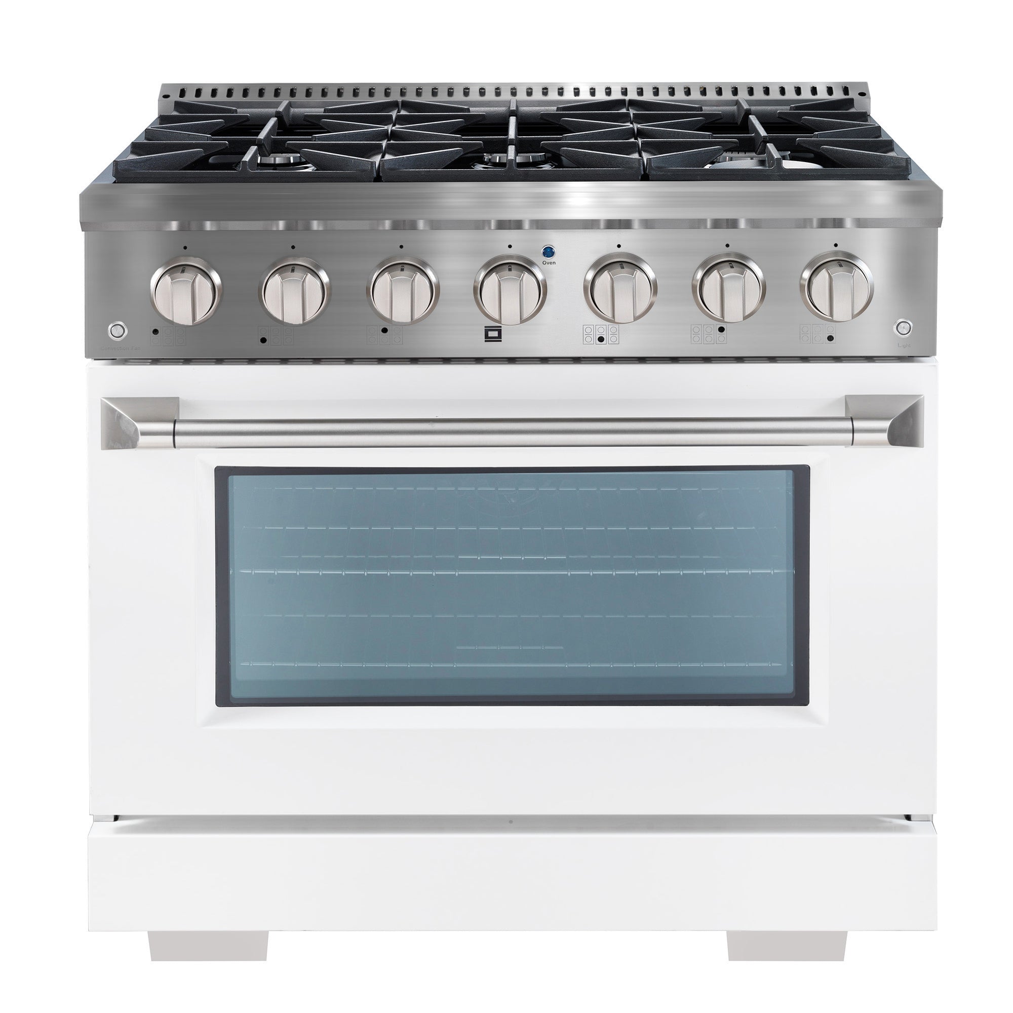 Ancona 36” 5.2 cu. ft. Gas Range with 6 Burners and Convection Oven in Stainless Steel with White Door