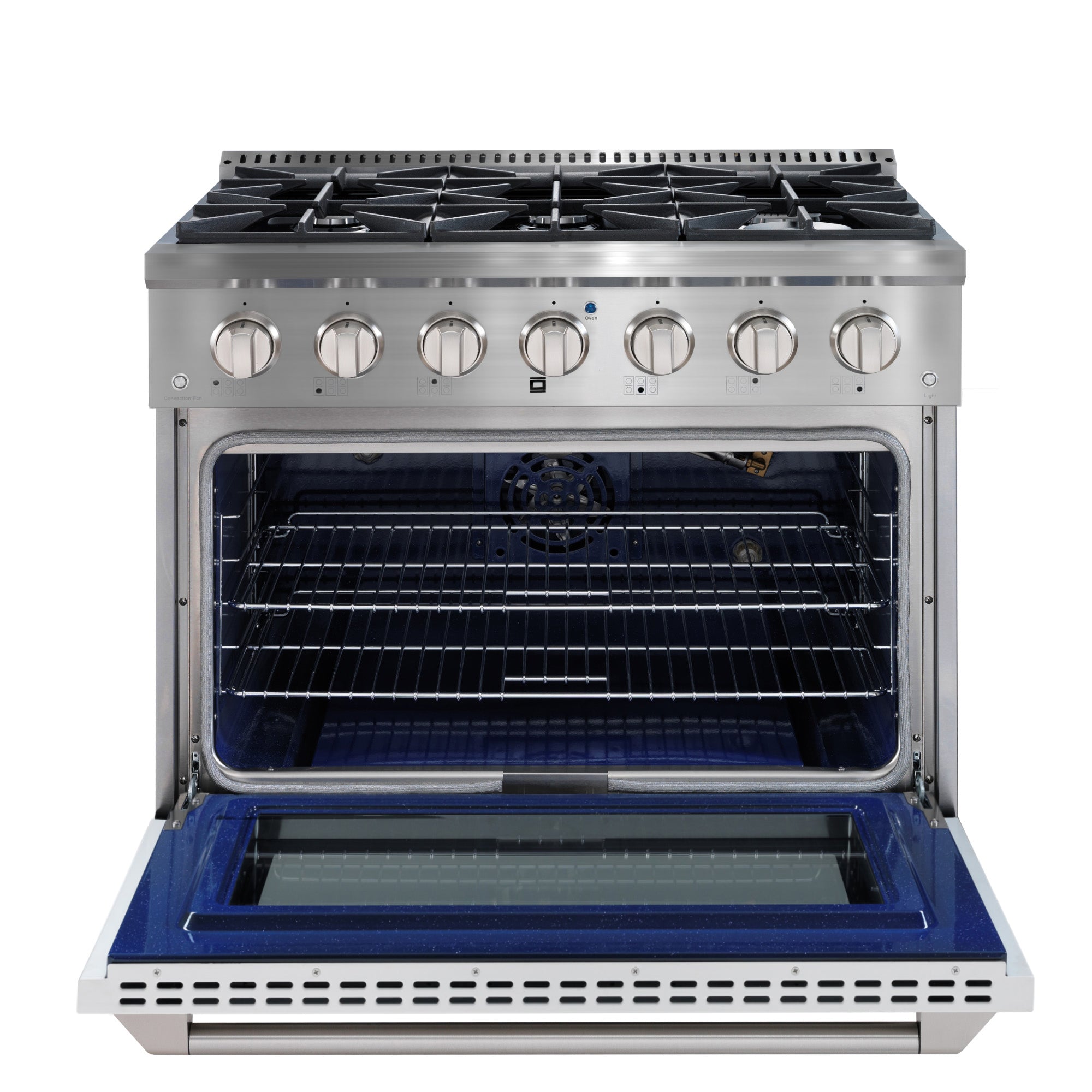 Ancona 36” 5.2 cu. ft. Gas Range with 6 Burners and Convection Oven in Stainless Steel with White Door