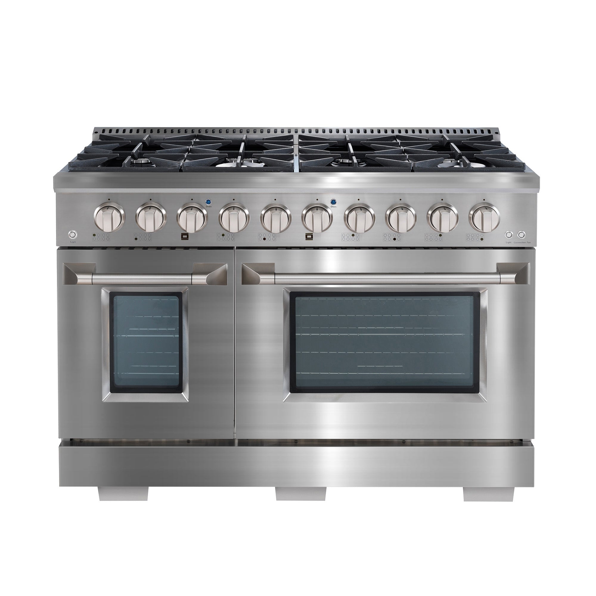 Ancona 48” 6.7 cu. ft Double Oven Gas Range with 8 Burners including Griddle/Grill and Convection Oven in Stainless Steel