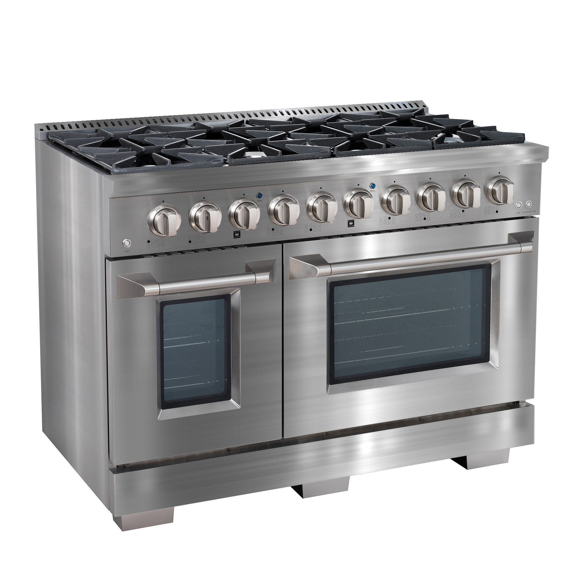 Ancona 48” 6.7 cu. ft Double Oven Gas Range with 8 Burners including Griddle/Grill and Convection Oven in Stainless Steel