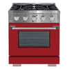 Ancona 30” 4.2 cu. ft. Dual Fuel Range with 4 Burners and Convection Oven in Stainless Steel with Red Door