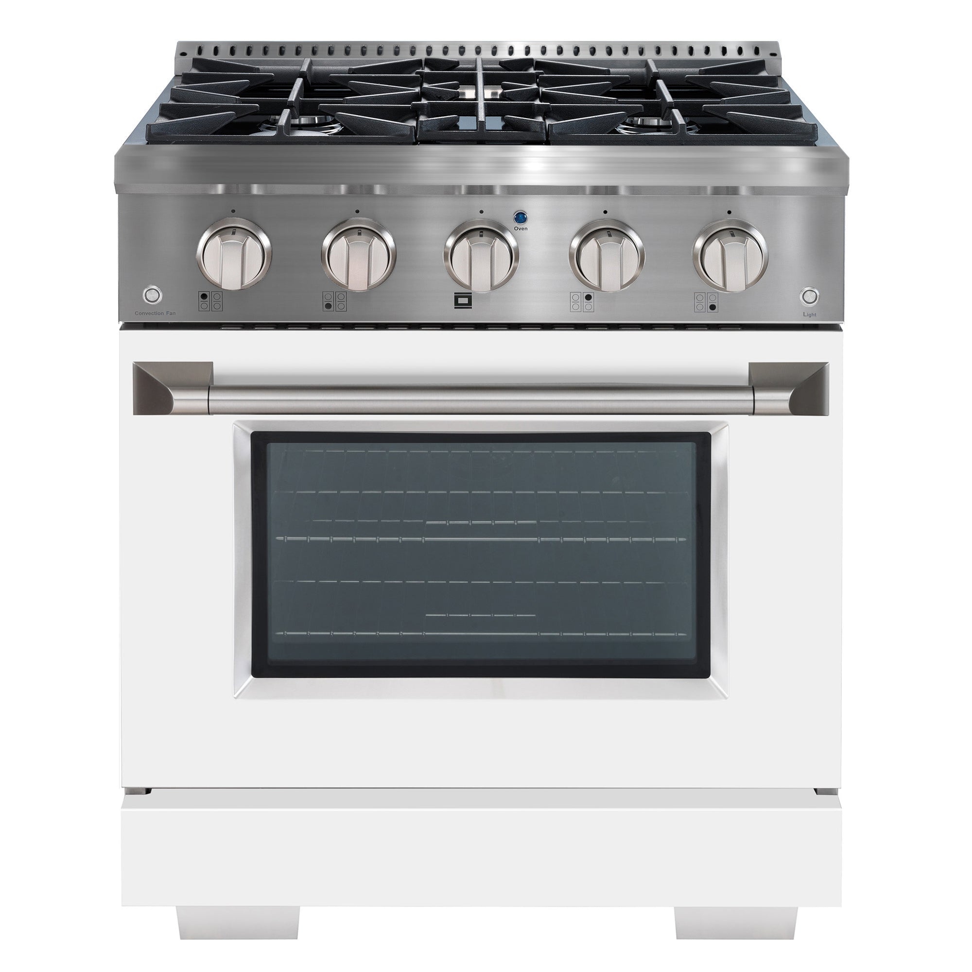 Ancona 30” 4.2 cu. ft. Dual Fuel Range with 4 Burners and Convection Oven in Stainless Steel with White Door