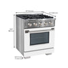 Ancona 30” 4.2 cu. ft. Dual Fuel Range with 4 Burners and Convection Oven in Stainless Steel with White Door