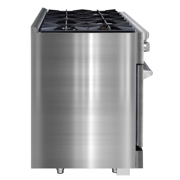 Ancona cuisinière à gaz de 48” 6,7 pi. cu avec 8 brûleurs et four électrique à convection double en acier inoxydable