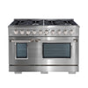 Ancona 48” 6.7 cu. Ft Double Oven Dual Fuel Range with 8 Burners with Griddle and Convection Oven in Stainless Steel