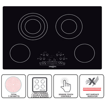 Elite 30-Inch 4-Burner Touch Control Radiant Ceramic Cooktop