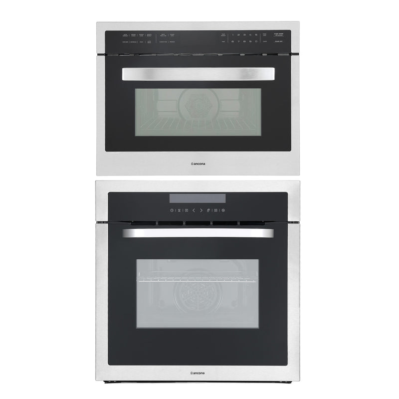 Ancona 2-piece 24” Oven Set with Built-in Convection Oven with Rotisserie Kit and Built-in Speed Combination Microwave Oven with Auto Menus