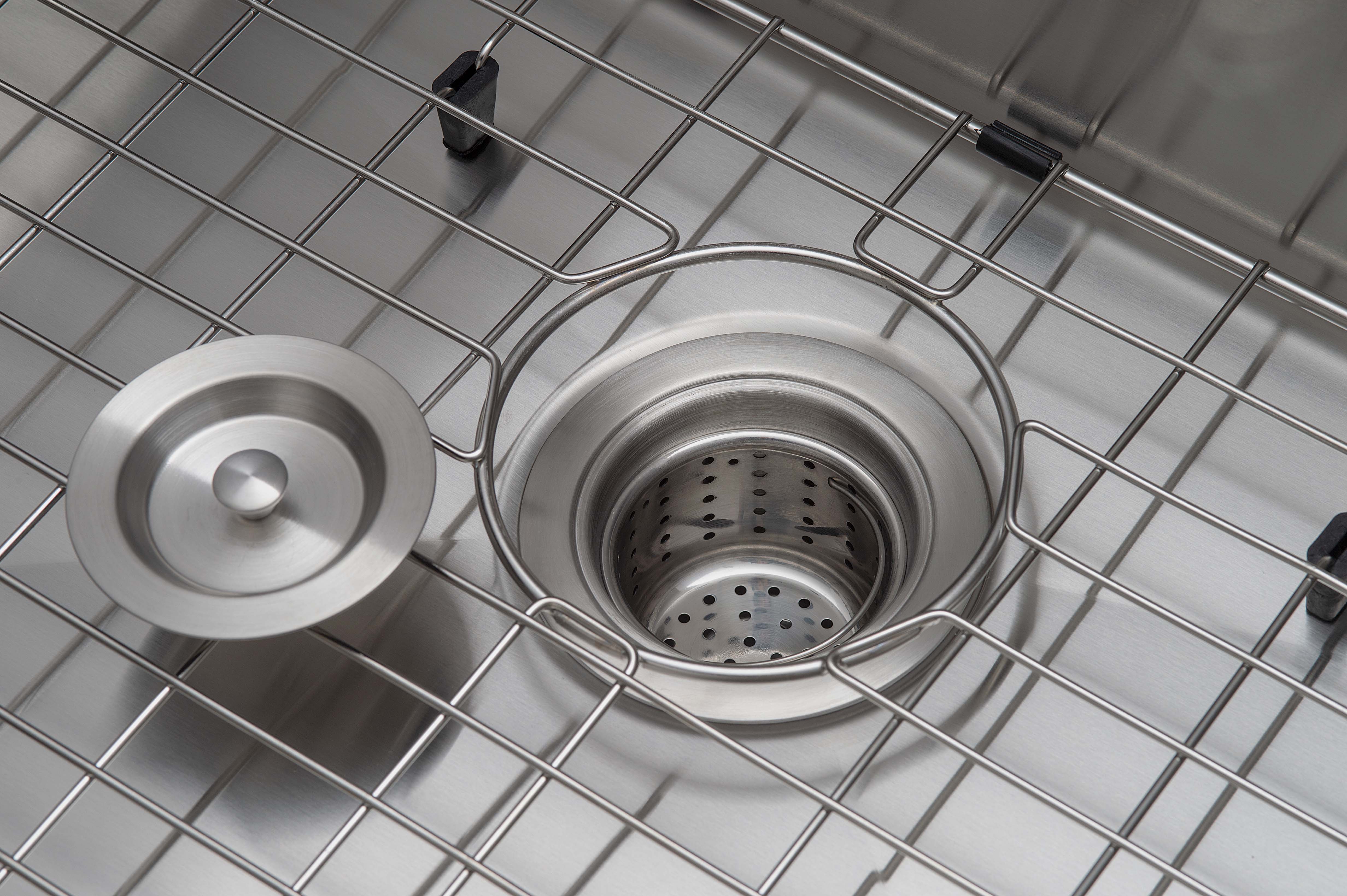 Prestige Series Undermount Stainless Steel 30 in. Single Bowl Kitchen Sink with Grid and Strainer in Satin 
