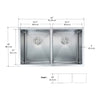 Prestige Series Undermount Stainless Steel 32 in. 50/50 Double Bowl Kitchen Sink in Satin Finish with Grids and Strainers