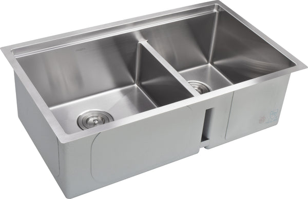 Prestige Series Under Mount 60/40 Double Bowl Sink with Ledge and Low Divide