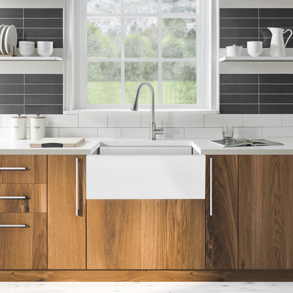 Kichae 33 Inch Workstation Kitchen Sink Ceramic Farmhouse Sink - 33"x20" - On Sale - Bed Bath