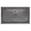 Ancona 32” Single Bowl Undermount Kitchen Sink with Grid and Roll-Up Mat in Black PVD Nano