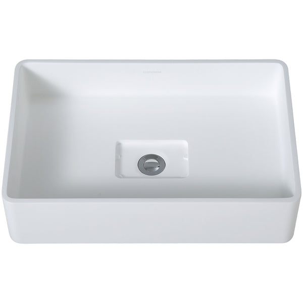 Ancona Holbrook Bathroom Vessel Sink in White with Argenta Vessel Bathroom Faucet in Chrome