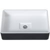 Ancona Holbrook Bathroom Vessel Sink in Black and White with Argenta Vessel Bathroom Faucet in Matte Black