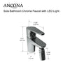 Sola Bathroom Chrome Faucet with LED Light