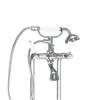 Ancona robinet de baignoire classique sur pieds autoportant à montage au sol avec poignées double et douchette en chrome