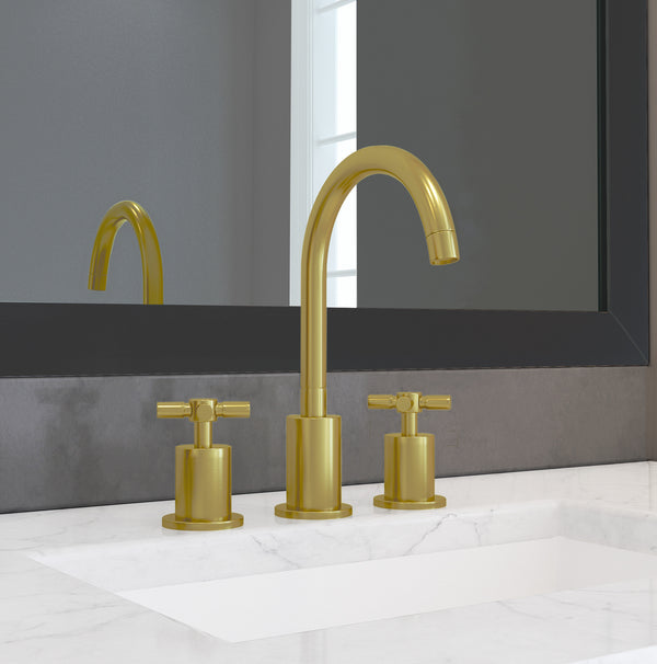 Ancona Prima 3 Widespread Double Handle Bathroom Faucet in Brushed Titanium Gold