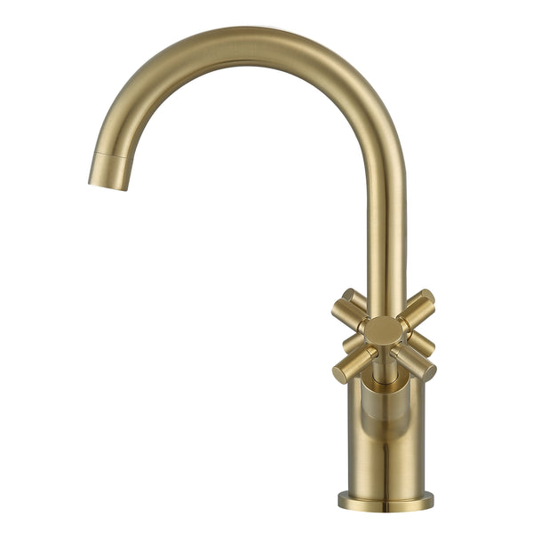 Ancona Prima Cross-Handle 1-Hole Bathroom Faucet in Brushed Champagne Gold