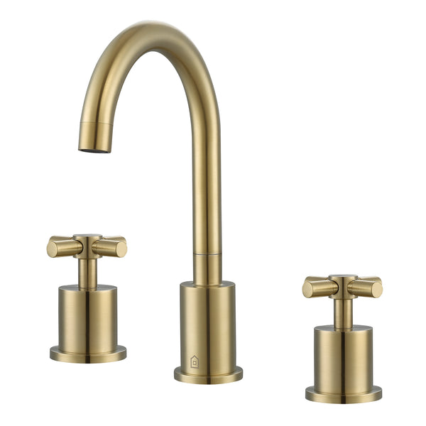 Ancona Prima Widespread Cross-Handle 3-Hole Bathroom Faucet in Brushed Champagne Gold